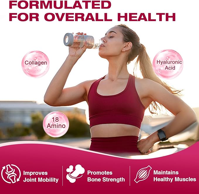 5 Types Collagen Peptides Powder with Probiotics - Hydrolyzed Collagen Peptides with Multivitamins, Hyaluronic Acid & Biotin - Support Skin Hair Nail Joints & Gut