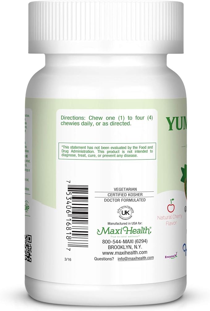 Maxi-Health Chewable Vitamin C - Zinc lozenges - Immune Booster - Cherry Flavor - 180 Chewies - Kosher