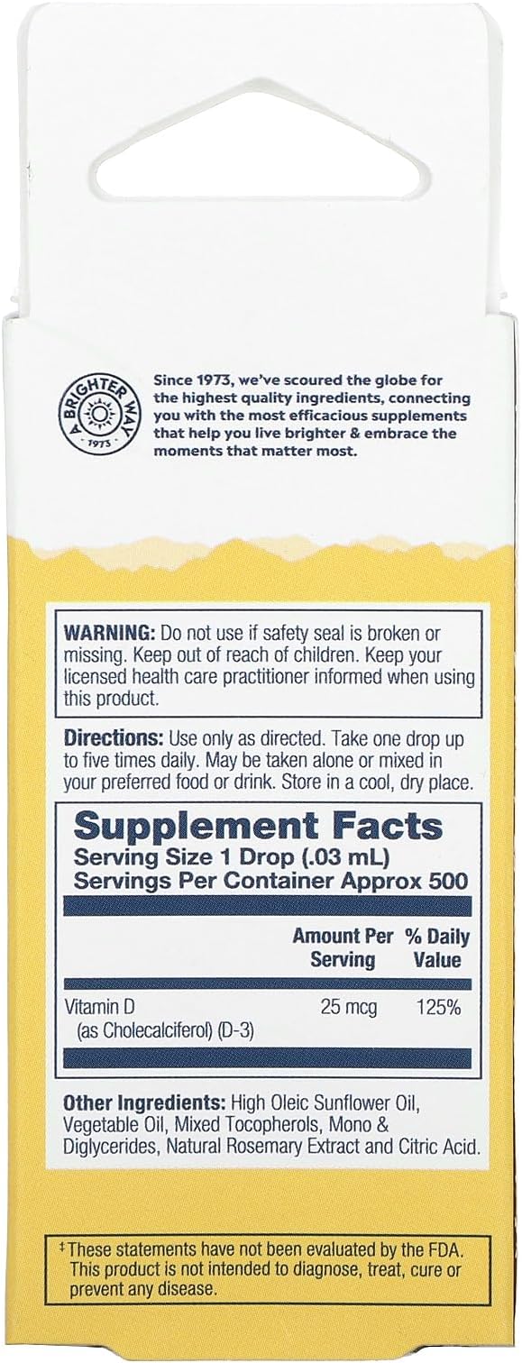 Solaray D3, Liquid, Unflavored (Carton) 1000IU | 0.5oz