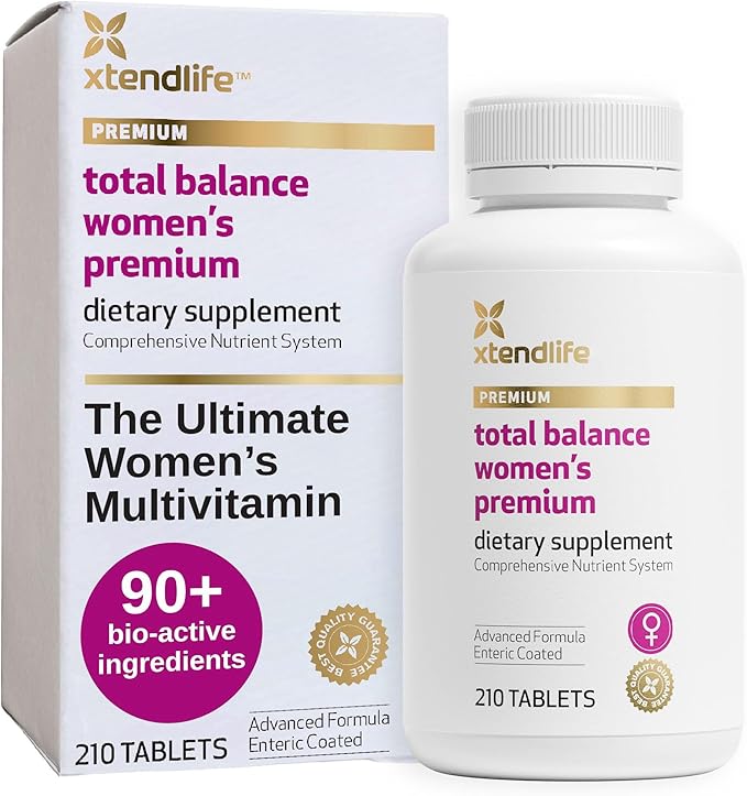 Xtendlife Total Balance Women's Premium Supplement Complete Multivitamin for Females with Over 90 Vitamins, Minerals, Antioxidants for Women (210 Enteric Coated Tablets)