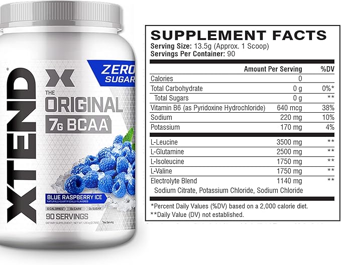 Xtend XTEND Original BCAA Powder 7g BCAA and 2.5g L-Glutamine, Sugar Free Post Workout Muscle Recovery Drink with Amino Acids for Men & Women, 90 Servings
