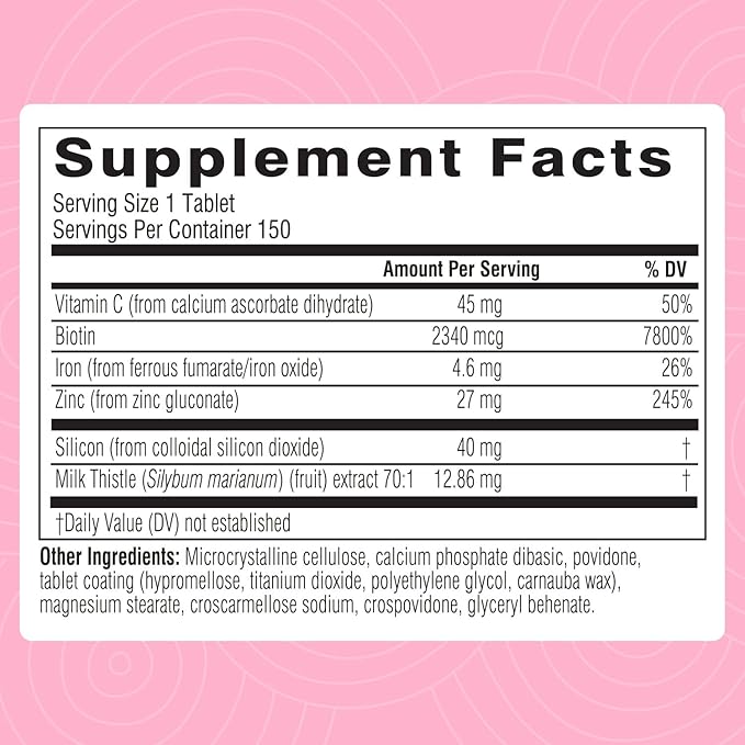 Swisse Biotin Hair Skin and Nails Collagen Supplement for Women & Men | Milk Thistle, Biotin, Vitamin C, Zinc & Iron | Supports Hair Growth & Collagen Production | Collagen Supplement | 150 Tablets