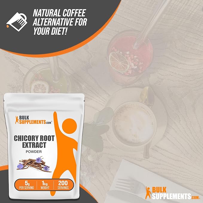BulkSupplements.com Chicory Extract Powder - Chicory Root Supplement, Chicory Root Powder - Fiber Supplement, Gluten Free, 5g per Serving, 1kg (2.2 lbs) (Pack of 1)