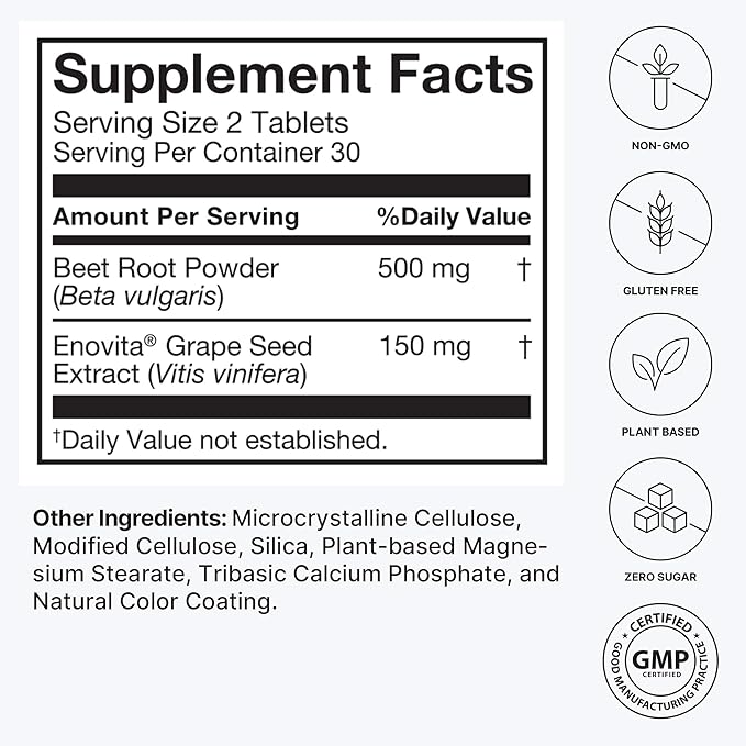 humanN SuperBeets Heart Tablets Smooth Coat 500mg – Non-GMO Powder – Clinically Studied Antioxidants, 60 Count