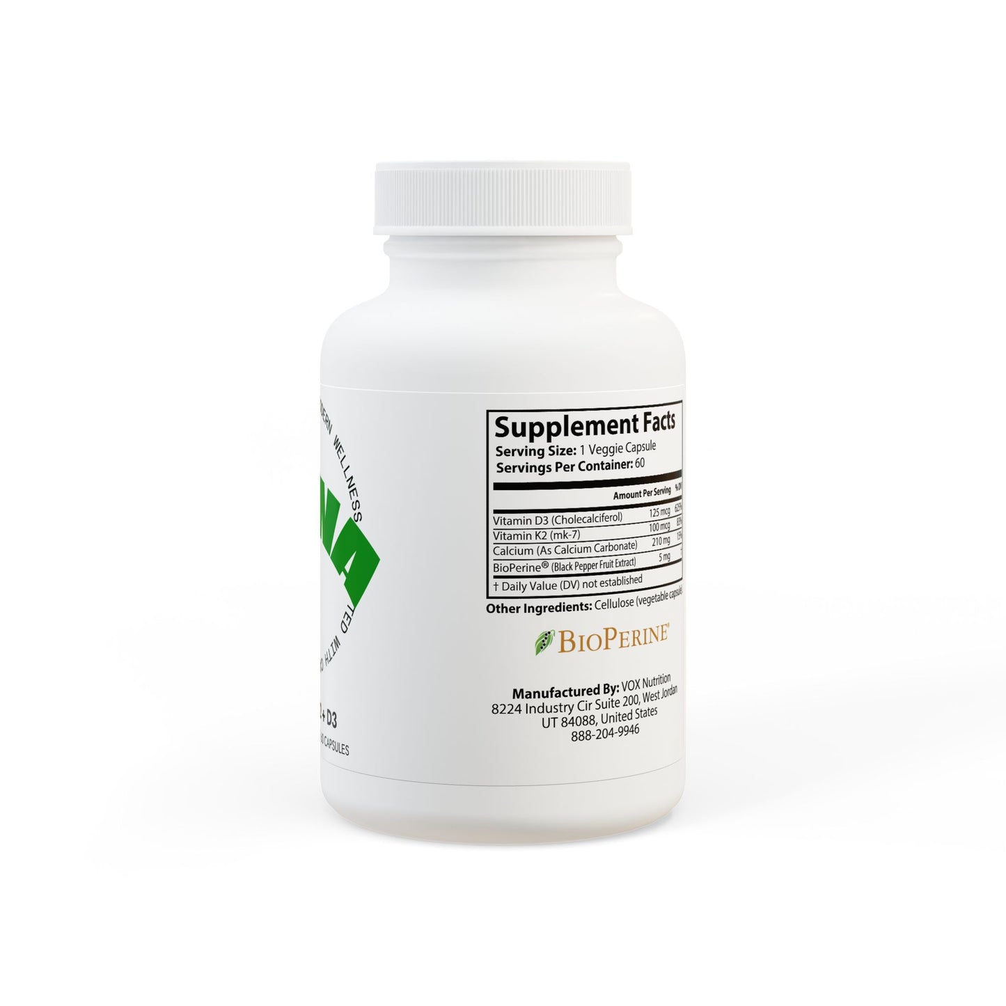 VYNA Vitamin K2 + D3 Supplement 2-Pack – High Absorption Formula with BioPerine® (2 x 60 Capsules)