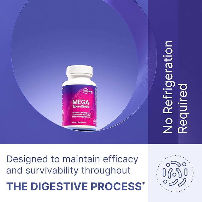 Microbiome Labs MegaSporeBiotic Probiotics for Women & Men - Spore Based Probiotic Nutritional Supplements for Digestive & Gut Health Support - Shelf Stable & Travel-Friendly (180 Capsules)