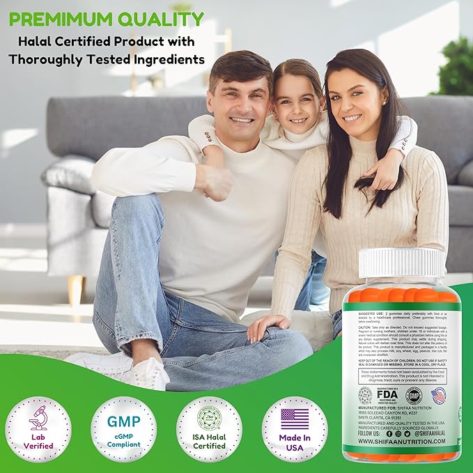 Halal & Gluten Free Fiber Gummies for Kids & Adults | 3g, 30-60 Servings | 60 Gummies | Improves Digestive Health, Immunity & Gut Health | Vegan Prebiotic | Non-GMO, Gelatin-Free