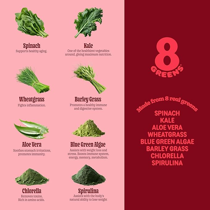 8Greens Supergreens Gummies | Super Greens Powder Superfood Gummy for Metabolism, Immunity & Focus, Digestive Health Enzymes, Organic: Chlorella, Spirulina, Aloe Vera, Apple Flavor, 100 Count