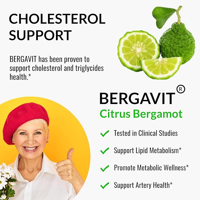 UpNourish Citrus Bergamot, Plant Sterols and Stanols Supplement, Support Heart Health with CoQ10, Omega 3, Olive Leaf Extract, Turmeric Curcumin, Black Garlic and Niacin - 120 Softgels