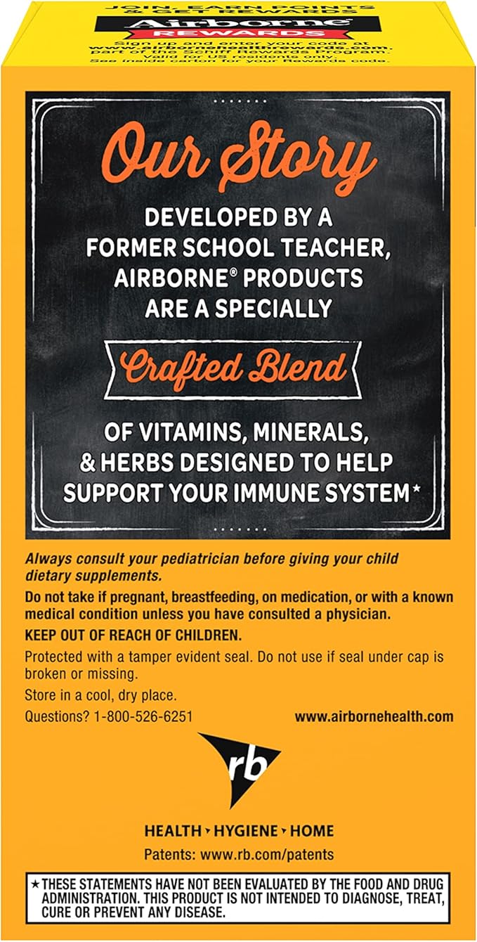 Airborne 1000mg Vitamin C Chewable Tablets with Zinc, Immune Support Supplement with Powerful Antioxidants Vitamins A C & E - 96 Chewable Tablets, Very Berry Flavor