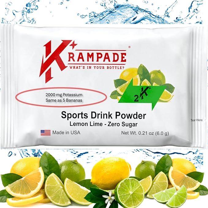 Original 2K - 2000 mg Potassium Electrolyte Powder Drink Mix | Cramp Relief - Hydration - Increased Performance (Zero Sugar Lemon-Lime, 20 Single Serving Packets)