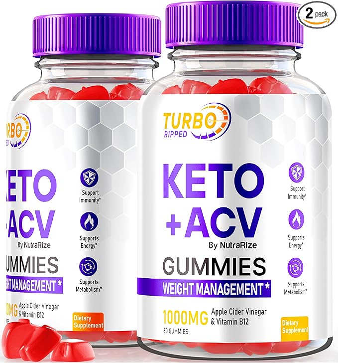 (2 Pack) Turbo Ripped Keto ACV Gummies, Official TurboRipped Keto Gummies, Apple Cider Vinegar Supplement, All Natural Keto+ACV, Premium Keto Plus ACV Gummy, Gomitas Reviews (120 Gummies)