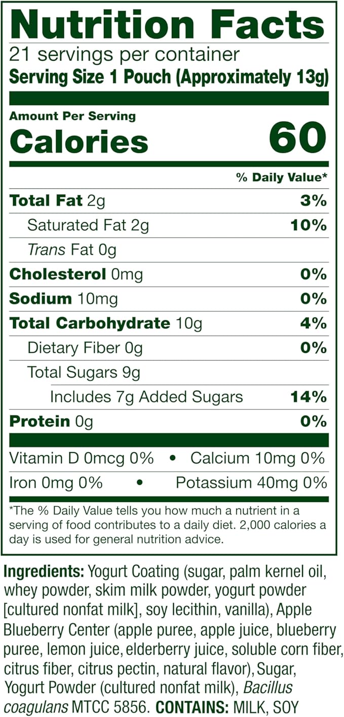Align Probiotic, Yogurt Coated Probiotic Fruit Bites, Added Probiotic Helps Support Digestive Health, Apple Blueberry Flavored, 21 Individually Wrapped Pouches, 105 Bites