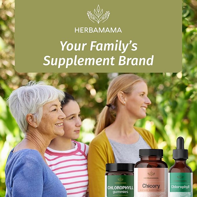 HERBAMAMA Chicory Inulin Capsules - 1200 mg Chicory Root for Digestive Health - Inulin Prebiotic Fiber Gut Health Supplement - Vegan, Non-GMO - 100 Caps