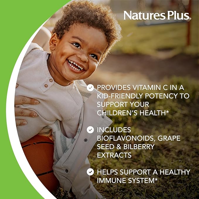 NaturesPlus Animal Parade Vitamin C Children's Chewable - Natural Orange Juice Flavor - 90 Animal-Shaped Tablets, Pack of 4 - Vegan, Vegetarian, Gluten Free - 180 Total Servings