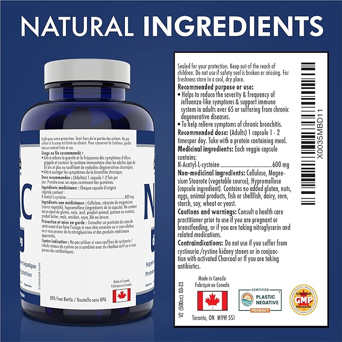 Summit Supplements - NAC Supplement 600mg, Nac n-Acetyl cysteine, Supports Antioxidant Glutathione Levels, Immune System Support, Liver Support - Product of Canada - 150 Capsules