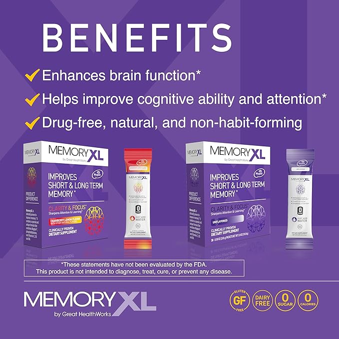 OmegaXL Joint Support Supplement, for Relief - Natural Muscle Support, Green Lipped Mussel Oil, 60 Count & MemoryXL, Magnesium L-Threonate: Brain Supplement for Memory & Focus Cranberry Lemon 30 Pack