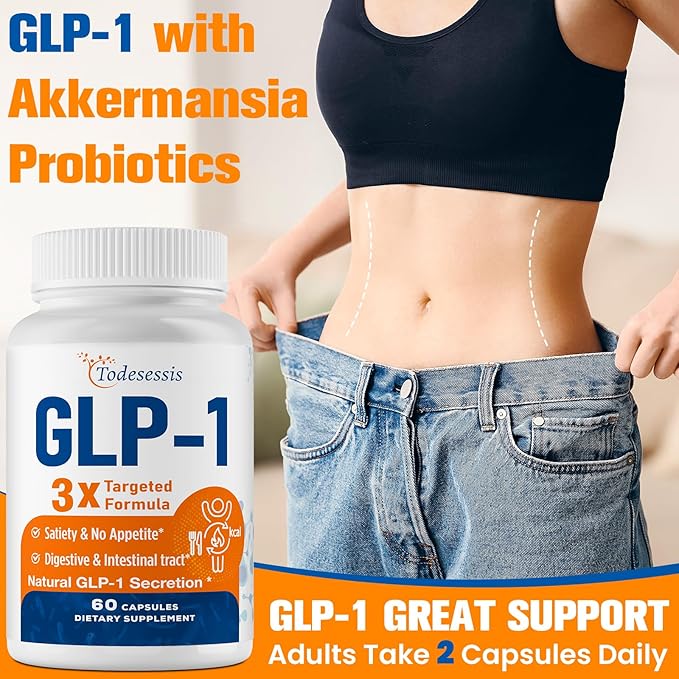 GLP-1 Supplement, GLP1 Supplement with Akkermansia Probiotic, Berberine HCI & Chicory Inulin, Natural GLP-1 Support, GLP-1 for Metabolism, Digestive & Intestinal Health - Vegan, Non-GMO, 60 Capsules