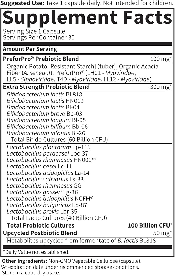 Garden of Life Dr Formulated Once Daily 3-in-1 Complete Probiotics, Prebiotics & Postbiotics Supplement for Women and Men’s Digestive & Immune Health – Extra Strength, 100 Billion CFU