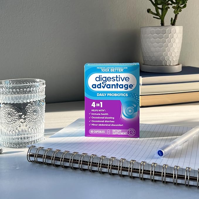 Digestive Advantage Probiotics For Digestive Health, Daily Probiotics For Women & Men, Supports Gut Health, Occasional Bloating & Diarrhea, Minor Abdominal Discomfort, & Immune Support, 80ct Capsules