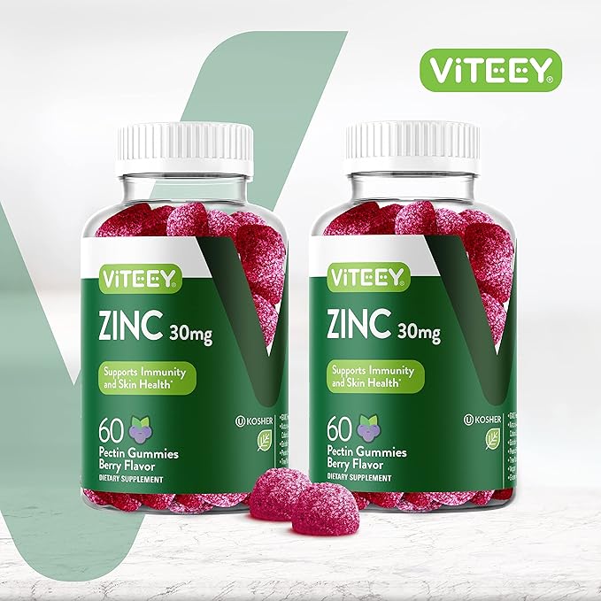 Zinc Gummies Adult & Teens - 30mg - Immune Health Support & Antioxidant Support - Vitamin Zinc Supplement - Vegan, Gelatin Free, GMO Free - Tasty Chewable Berry Flavored Gummy