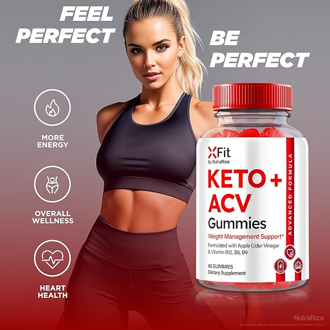 Xfit Keto ACV Gummies, Official Keto+ACV Supplement, All Natural Apple Cider Vinegar 1000 MG, X Fit Keto Plus ACV Gummy for Health and Fitness, Gomitas Review (60 Gummies)