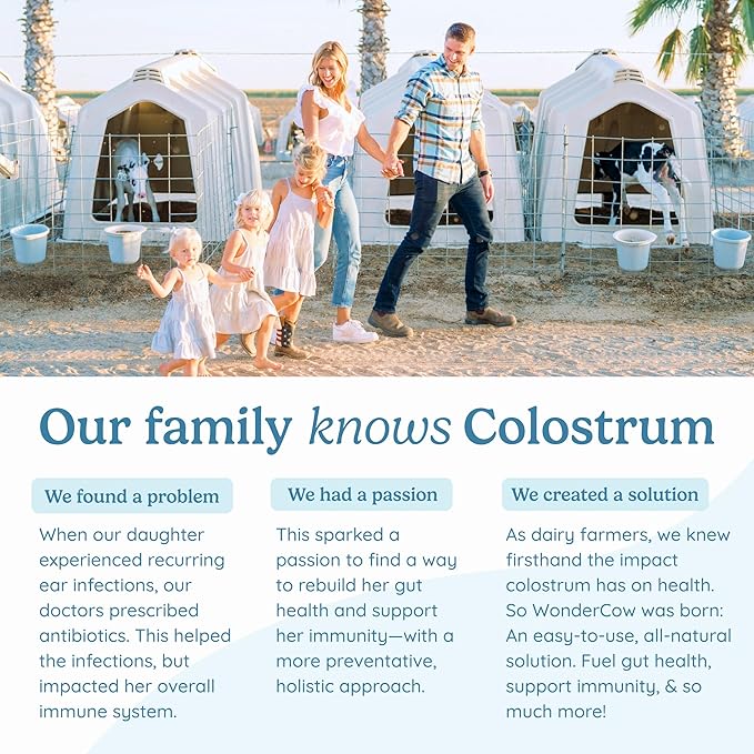 WONDERCOW Colostrum Supplement Powder for Gut Health, Immune Support, Muscle Recovery & Wellness | Natural IgG Pure Whole Bovine Colostrum Superfood, Matcha, 60 Servings