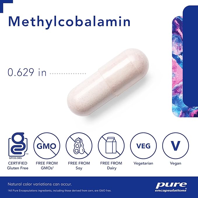 Pure Encapsulations Methylcobalamin 1,000 mcg - Vitamin B12 Supplement to Support Memory & Nerve Health - Premium Vitamin B12 Capsules - 60 Capsules