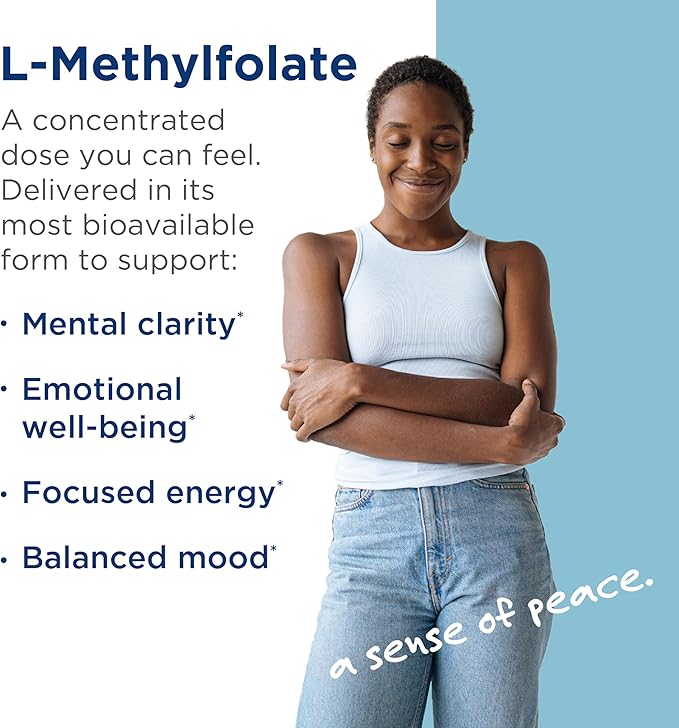 MethylPro 15mg L-Methylfolate - Professional Strength Active Methylfolate, 5-MTHF Supplement for Mood Support & Brain Health - Non-GMO + Gluten-Free with No Fillers (30 Capsules)
