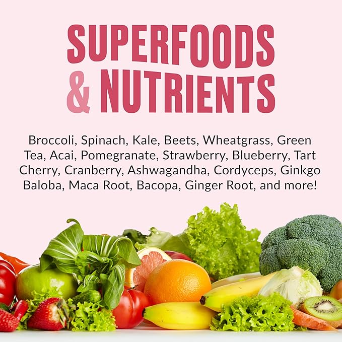 VitaHustle ONE - Superfood Meal Replacement Shake, Plant Based Protein Powder, Vegan. 86 Superfoods, Vitamins, & Minerals, Ashwagandha, Adaptogens. Founded by Kevin Hart. (Strawberry) 15 Servings