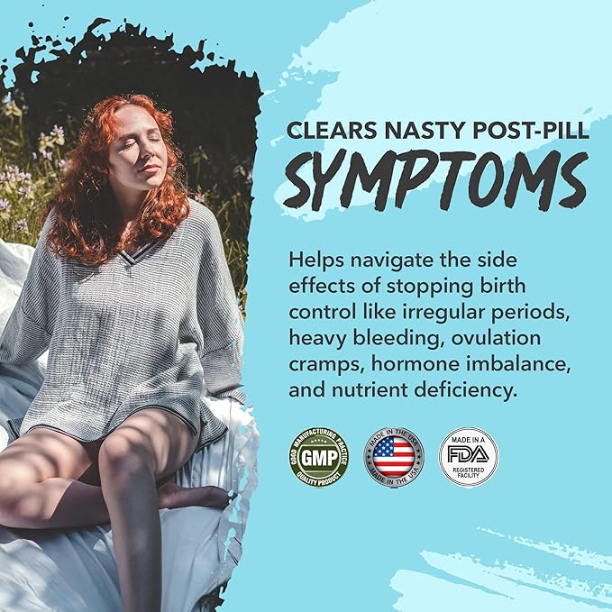 Birth Control Cleanse, Fertility Support & Hormone Balance for Women with Folic Acid, Vitamin C, Vitamin E, Iodine, Potassium, and Chasteberry Extract, 30 Capsules