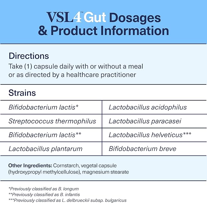 VSL4 Gut Health, Probiotics for Digestive Health, Probiotic Capsules for Gut Support and Regularity in Women & Men, Potent, Multi Strain Probiotic Supplement, 30 Billion CFU Per Capsule, 30 Pack