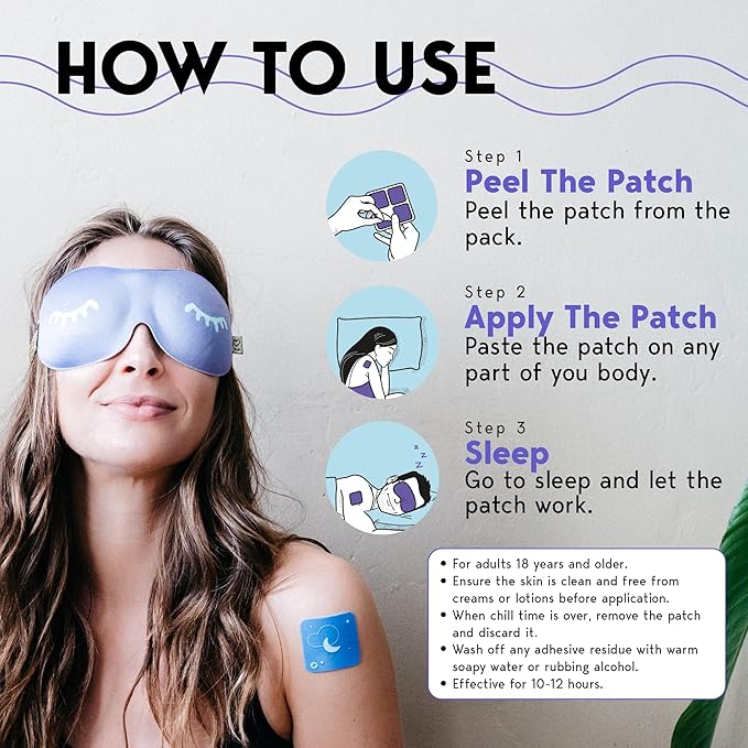 Klova Sleep Support Patches with Ashwagandha, L-Theanine, Hops, Melatonin, Valerian, GABA and Other Natural Ingredients: for Falling Asleep Faster, Staying Asleep Longer & Eliminating Groggy Mornings