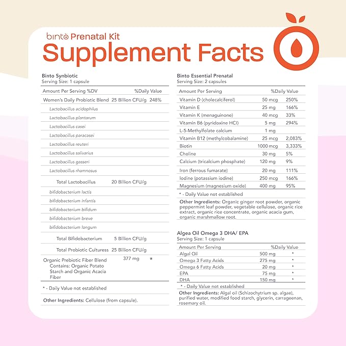 4-in-1 Prenatal Supplements to Support Healthy Mama & Baby | 1 Month Supply | Multivitamin + Probiotics, Iron, DHA, & Methylated Folate | Non-GMO, Gluten Free, Vegetarian, No Preservatives
