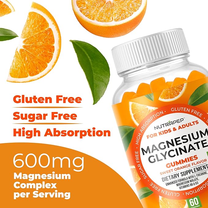 Magnesium Glycinate Gummies for Kids & Adults Women & Men - Sugar Free Gluten Free Non-GMO Vegan Chewable Supplement