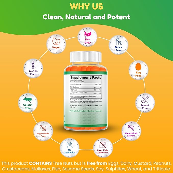 Halal & Gluten Free Fiber Gummies for Kids & Adults | 3g, 30-60 Servings | 60 Gummies | Improves Digestive Health, Immunity & Gut Health | Vegan Prebiotic | Non-GMO, Gelatin-Free