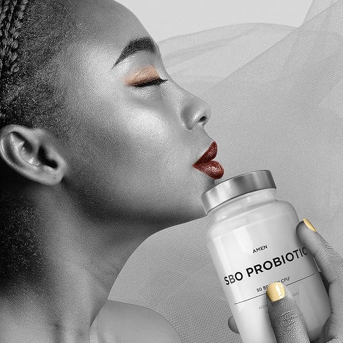 Amen Probiotics Supplement, SBO Probiotic and Organic Prebiotics, 50 Billion CFUs, Shelf Stable, No Refrigeration Required, Flora Daily Probiotic Formula for Women & Men, Vegan & Non-GMO, 60 Capsules