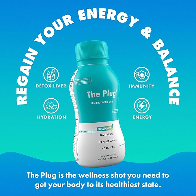 The Plug Liver Cleanse Detox & Repair Drink - Plant Based Herbal Electrolyte Drink for Liver Support & Health, Bloating Relief, Restore Antioxidants & Minerals | Liver Complex Energy Drink (12-Pack)