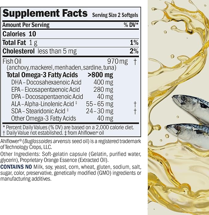 Andrew Lessman Essential Omega-3 Orange - 30 Softgels - Ultra-Pure, High Potency Omega-3 Oils. High DHA, No Stomach Upset, No Contaminants, No Mercury. Small Easy to Swallow Softgels