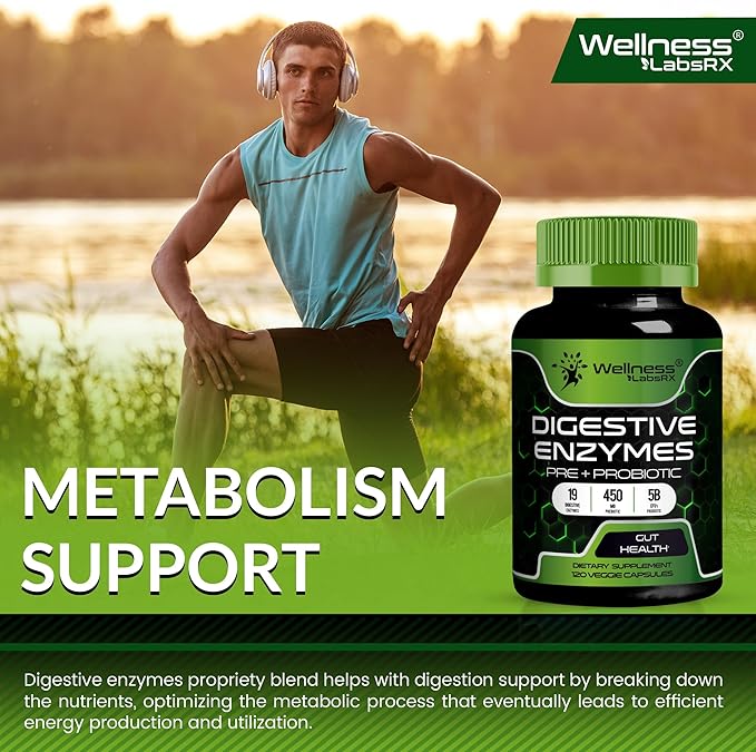 Digestive Enzymes with Probiotics and Prebiotics - 450mg - 5 Billion CFUs - Pure Super Enzymes for Digestion Capsules - 120 Capsules, Digestive Enzymes for Women & Men Support Digestive - 2 Packs