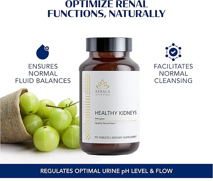 Kerala Ayurveda Healthy Kidney Herbal Tablets | Support Normal Kidney Function and Health | Kidney and Bladder Support | Urinary System Support - 90 Count