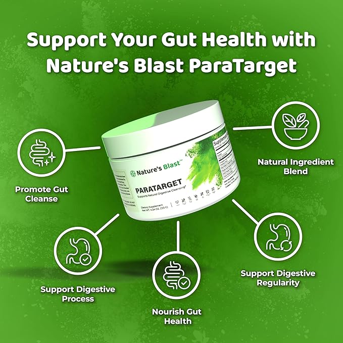 ParaTarget - Gut Cleanse Powder Supplement - Intestinal Gut Health Formula with Black Walnut, Wormwood, Turmeric & More - Natural Wellness Supplements for Women & Men - 30 Servings