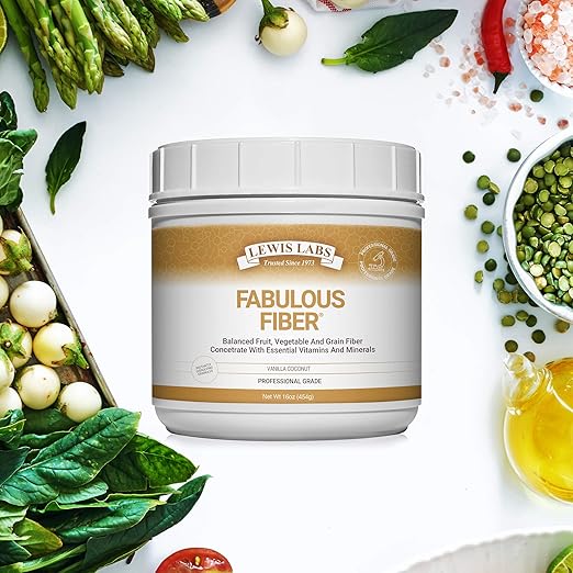 Lewis Labs Fabulous Fiber Powder Supplement | Delicious Quick Dissolve Daily Fiber Powder from Fruits, Vegetables & Grains | Professional Grade Vitamins Minerals Proudly Made in The USA | 16 Ounces