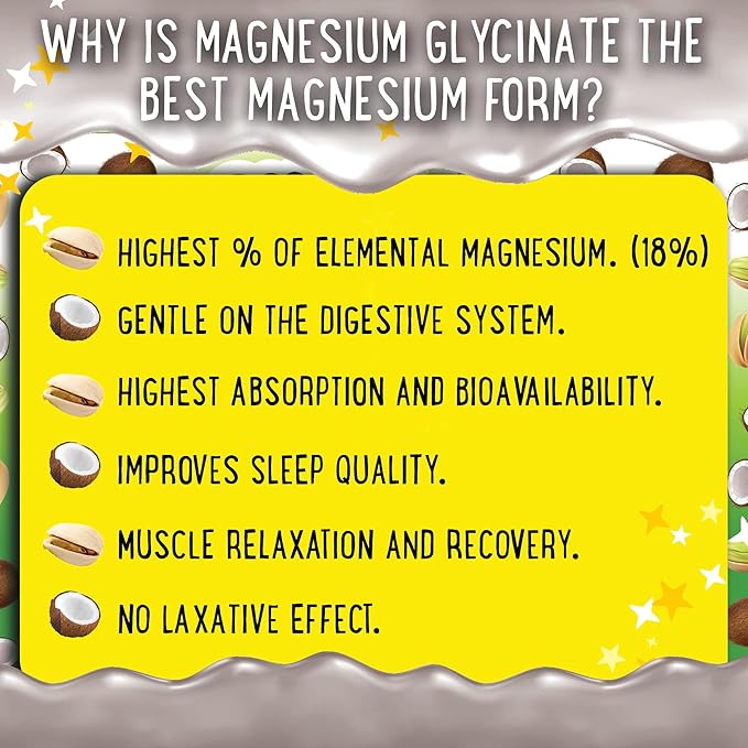 Magnesium Glycinate Gummies 400mg - Magnesium for Sleep, Calm, Relax & Muscle Relief with B6 & D3 and No Melatonin - Family-Friendly for Kids, Teens & Adults - Vegan & Non-GMO Supplement - 60 Count