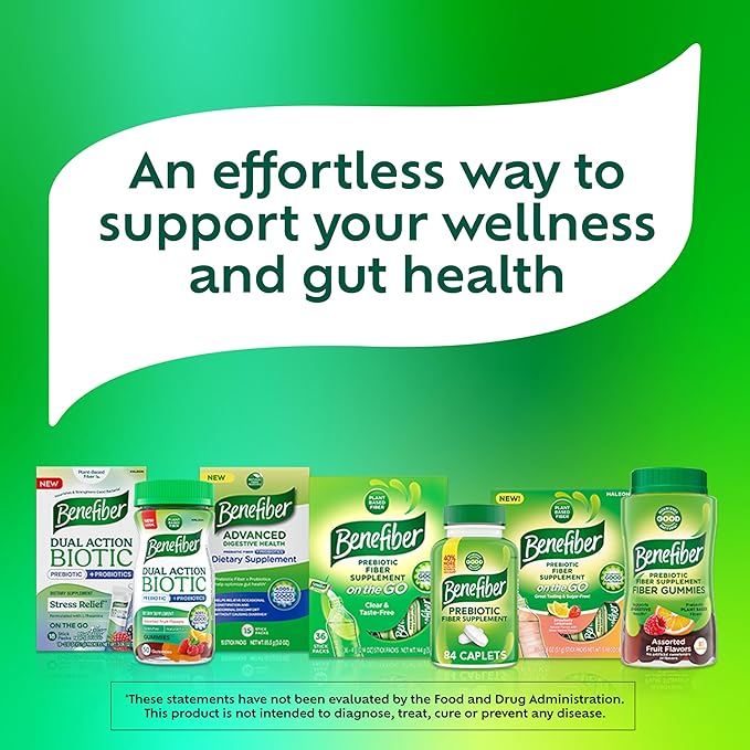 Benefiber Prebiotic Fiber Supplement Gummies with Probiotics for Digestive Health, Assorted Fruit Flavors - 50 Count