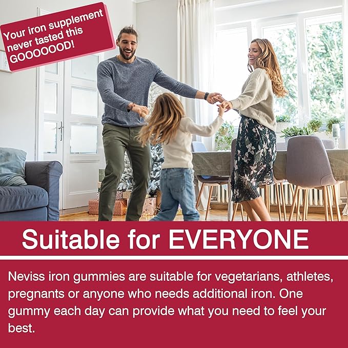 Sugar Free Iron Gummies, w/Beet Root, Vitamin C, B12, Folate for Iron Deficiency, Anemia, Energy Support, Gentle Iron Supplement for Women Men, Non-Constipating, No Rust Aftertaste, Vegan, 2 Pack