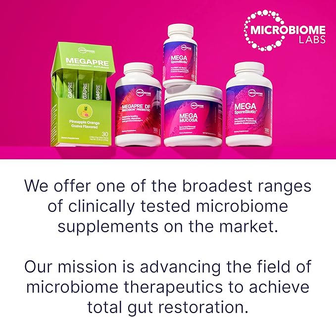 Microbiome Labs MegaSporeBiotic Probiotics for Women & Men - Spore Based Probiotic Nutritional Supplements for Digestive & Gut Health Support - Shelf Stable & Travel-Friendly (180 Capsules)