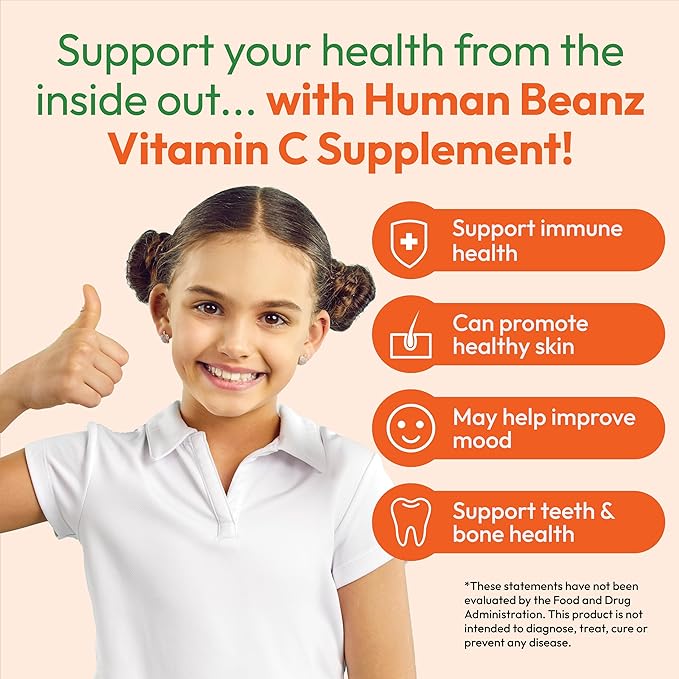 Vitamin C Jelly Bean Gummies for Kids, Immune Support Dietary Supplements, Vegetarian, 120 Citrus Blast Jelly Beans, Kosher