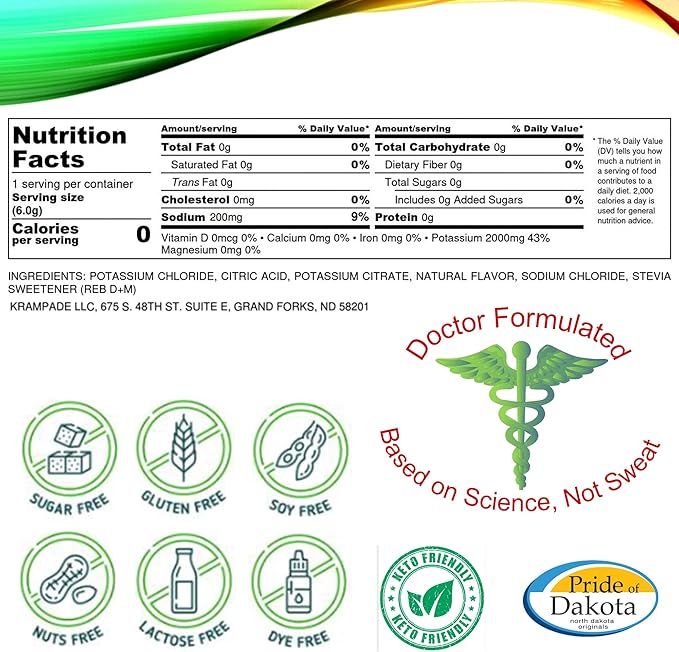 Original 2K - 2000 mg Potassium Electrolyte Powder Drink Mix | Cramp Relief - Hydration - Increased Performance (Zero Sugar Lemon-Lime, 20 Single Serving Packets)