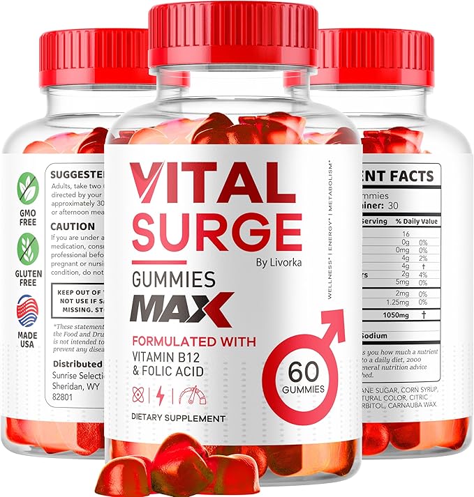Vital Surge Male Gummies - Men's Performance Gummies, MAX Strength VitalSurge Advanced Formula, VitaSurge for Men Vitale Vita, 1050MG (60 Gummies)